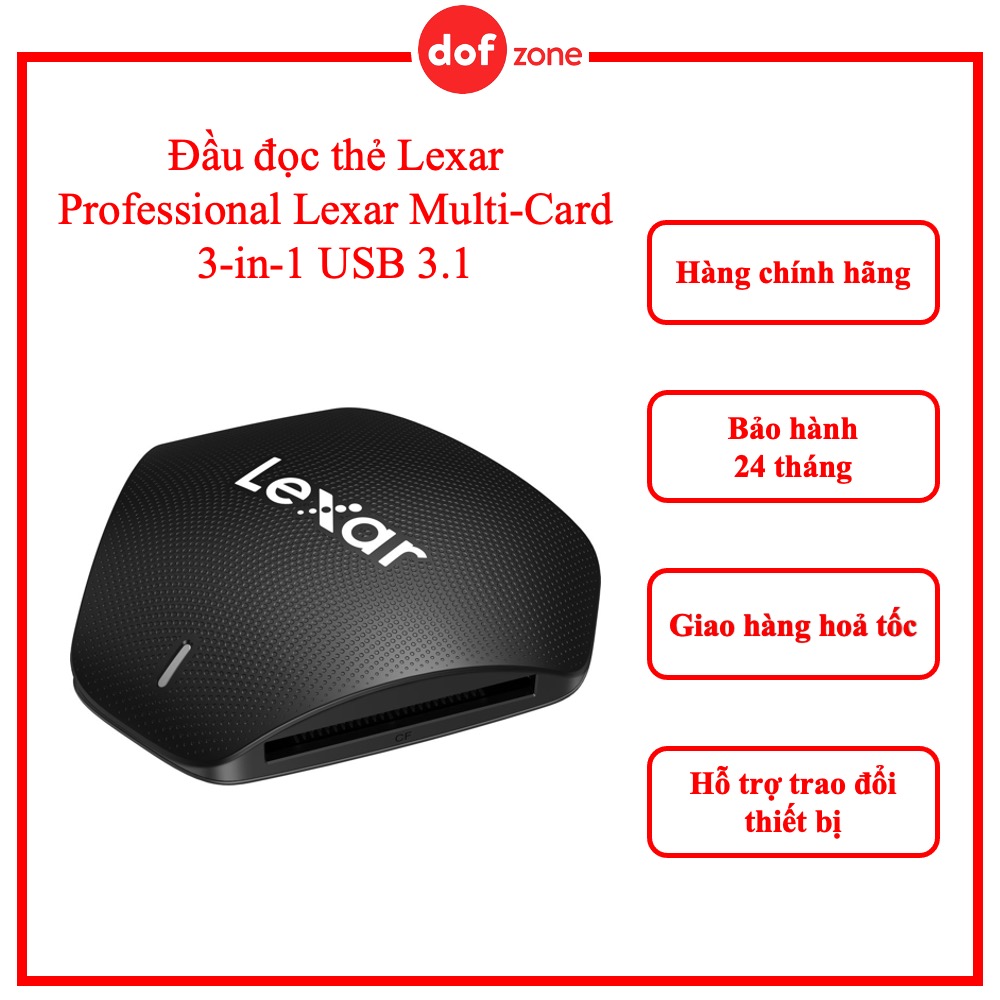 Đầu đọc thẻ Lexar Professional Lexar Multi-Card 3-in-1 USB 3.1 - Hàng chính hãng