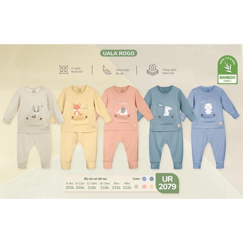 Bộ quần áo dài tay thu đông UalaRogo cho bé 6 tháng - 4 tuổi vải sợi tre Bamboo mềm mịn co giãn thấm hút bé trai, bé gái