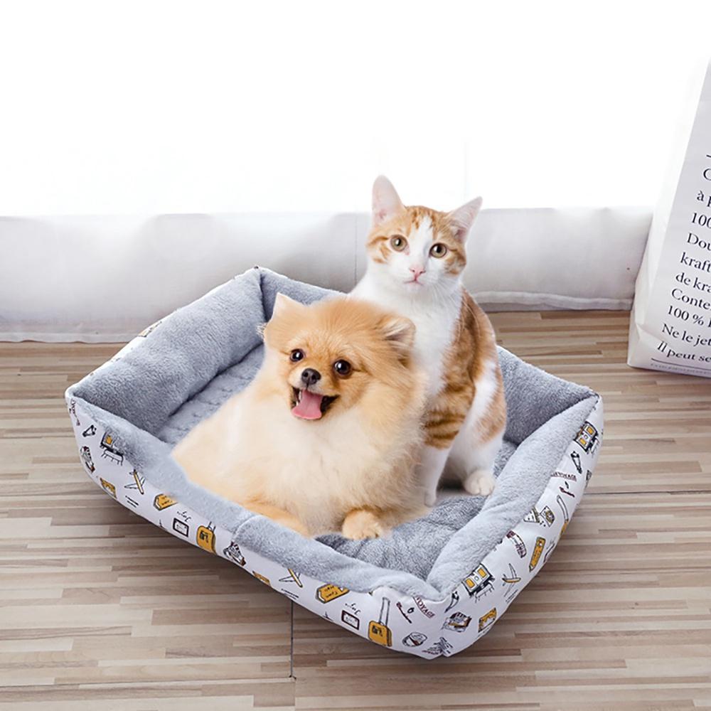 Đệm cho chó mèo lót lông ấm áp hình chữ nhật nhiều màu sắc kích thước có thể kết hợp thảm mùa hè chống xê dịch
