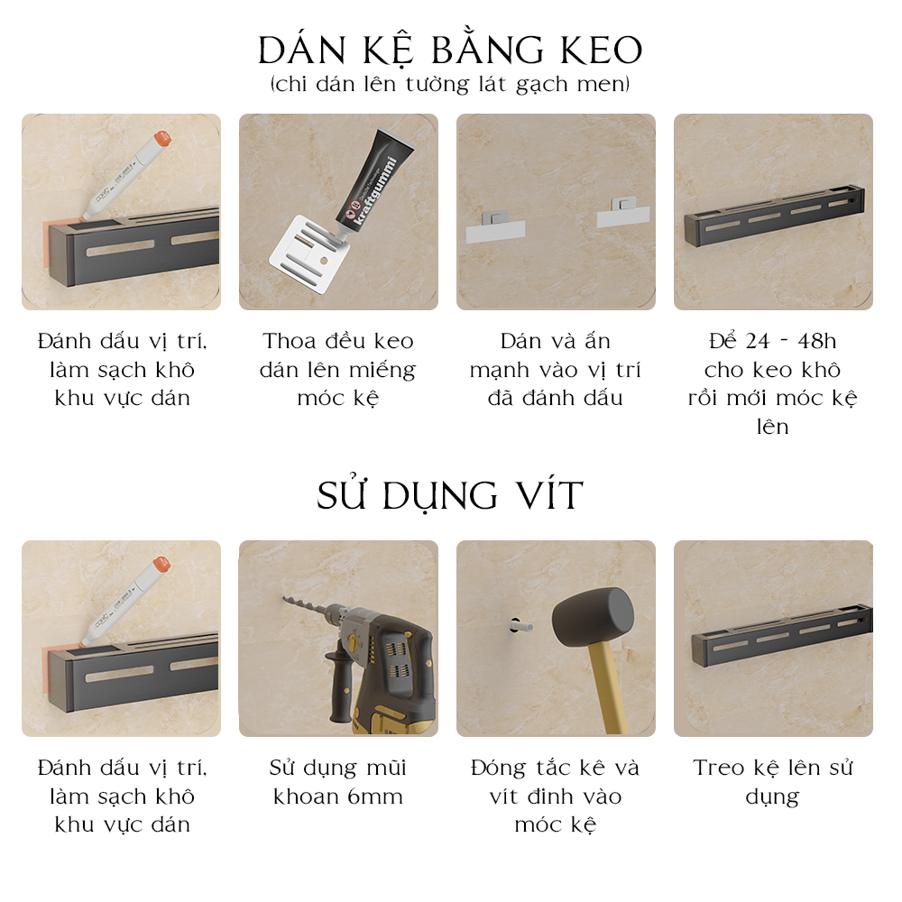 Giá kệ để dao, đũa, thớt INOX 60cm, giá treo đa năng nhà bếp kèm 8 móc