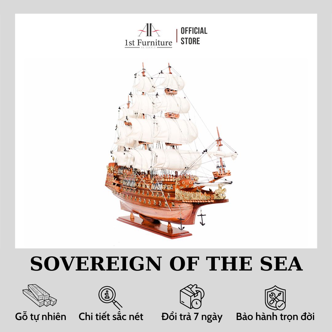 Mô hình Thuyền Cổ SOVEREIGN OF THE SEA cao cấp, mô hình gỗ tự nhiên, lắp ráp sẵn, quà tặng sang trọng 1st FURNITURE