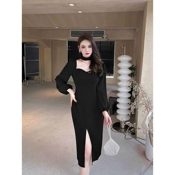 HÀNG NHẬP - ĐẦM BODY XẺ TÀ TAY PHỒNG CỔ VUÔNG