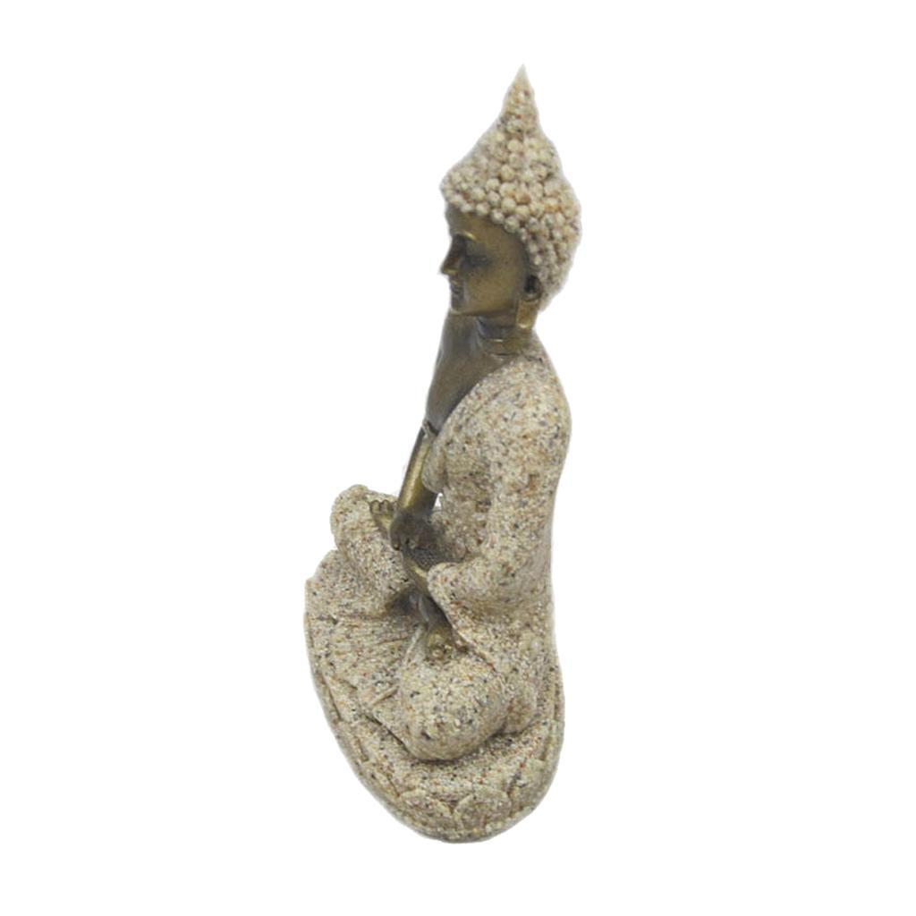 2Pieces Cottage Sandstone Meditation Buddha Statue Marble Sculpture Handmade Decor