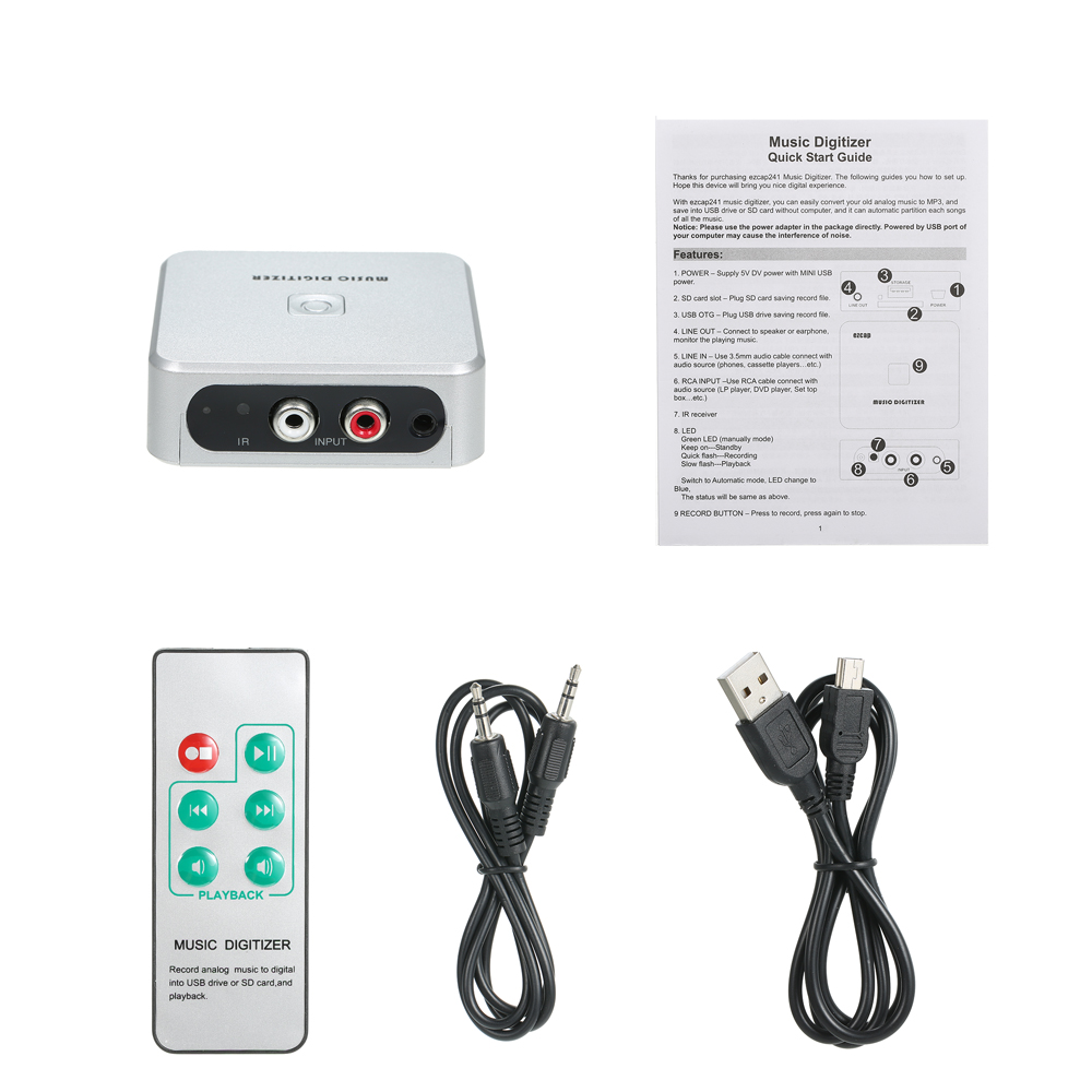 Máy Nghe Nhạc Ghi Âm Music Digitizer Với Thẻ SD Ổ Đĩa Cổng USB Mini Điều Khiển Từ Xa
