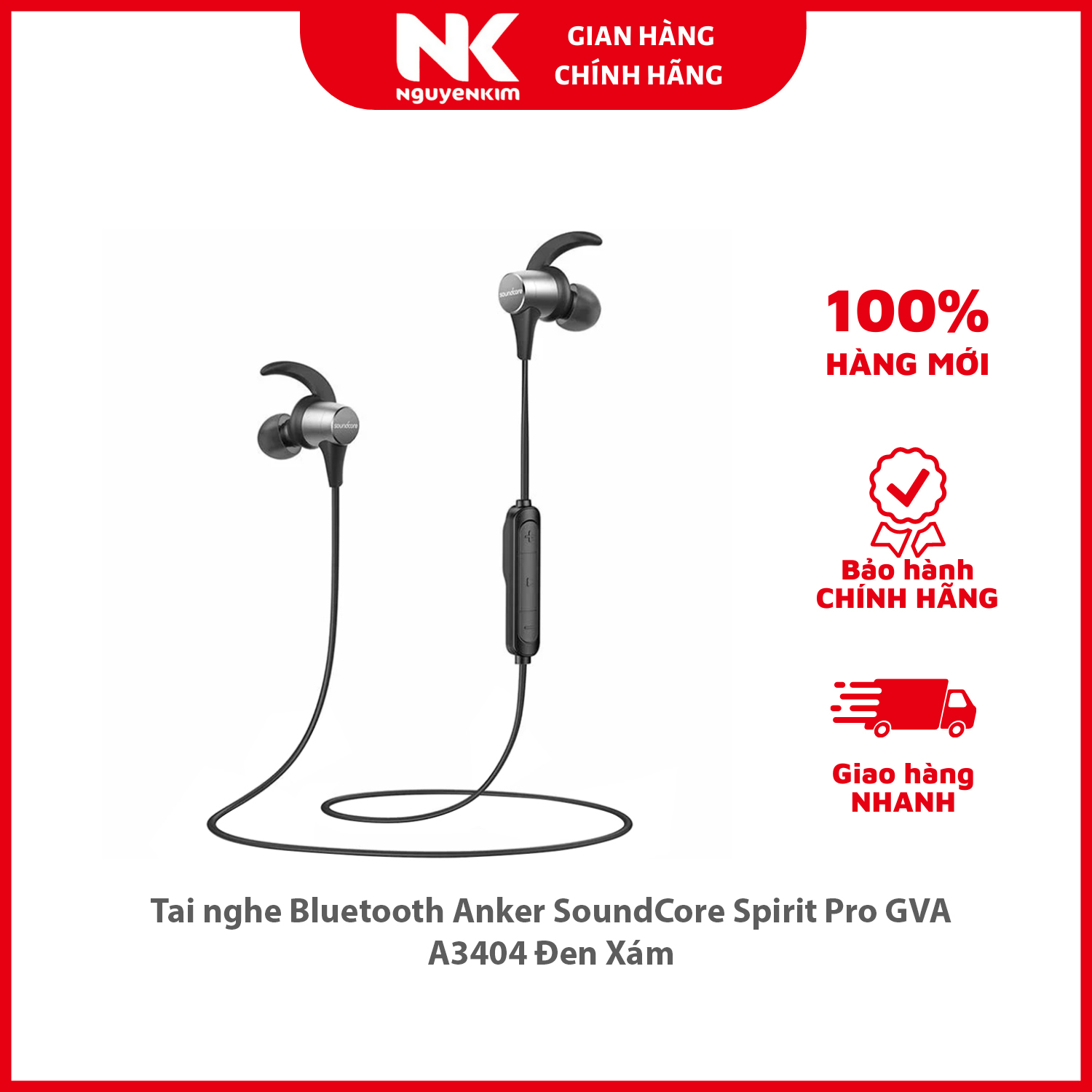 Tai nghe Bluetooth Anker SoundCore Spirit Pro GVA A3404 Đen Xám - Hàng Chính Hãng