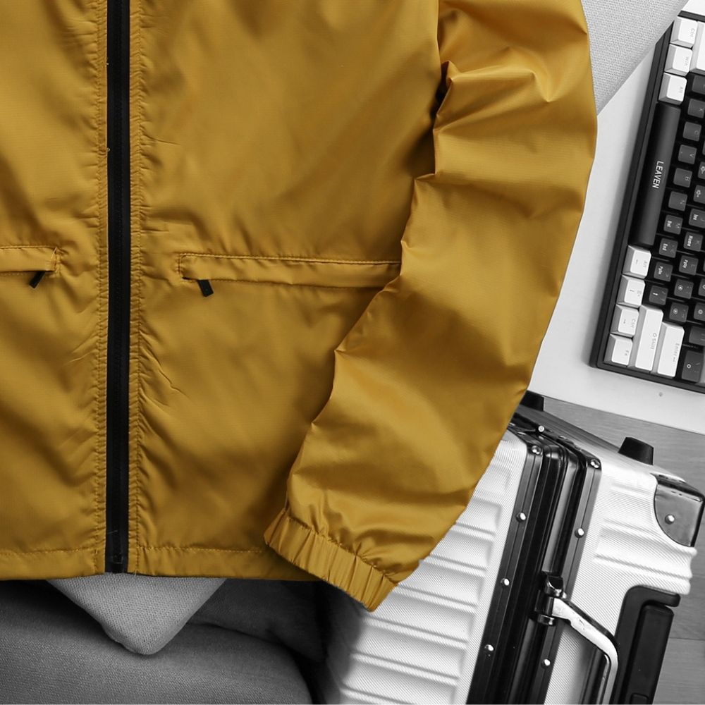 Áo khoác nam 2 mặt Simple Basic, chống tia UV, trượt nước, siêu nhẹ, mau khô, thoáng mát, tiện lợi, màu xám, vàng