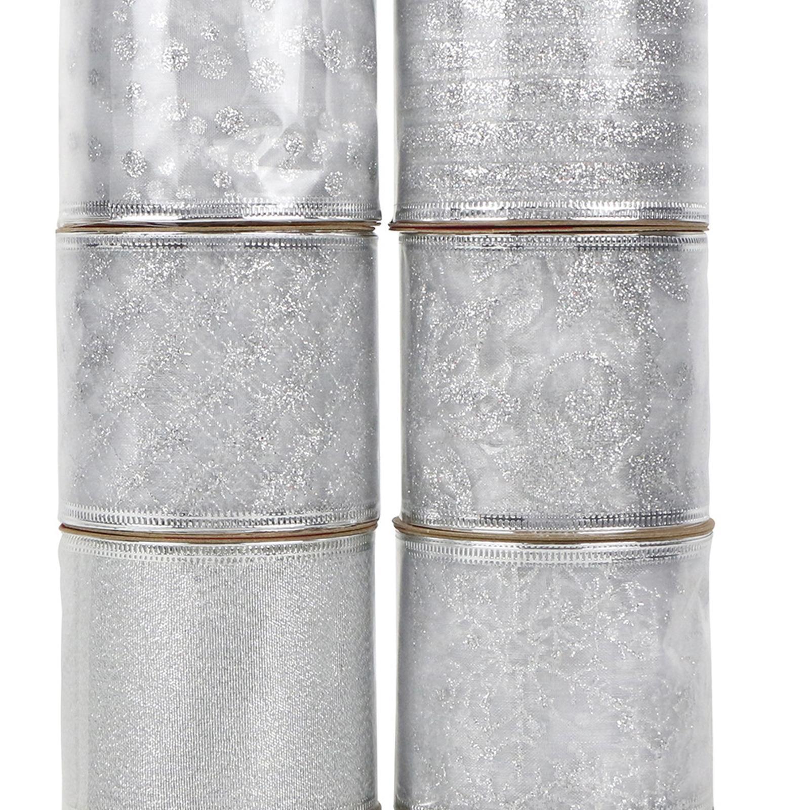 6Pcs Glitter Ribbons Wired Edge DIY Craft Gifts Wrapping Trim
