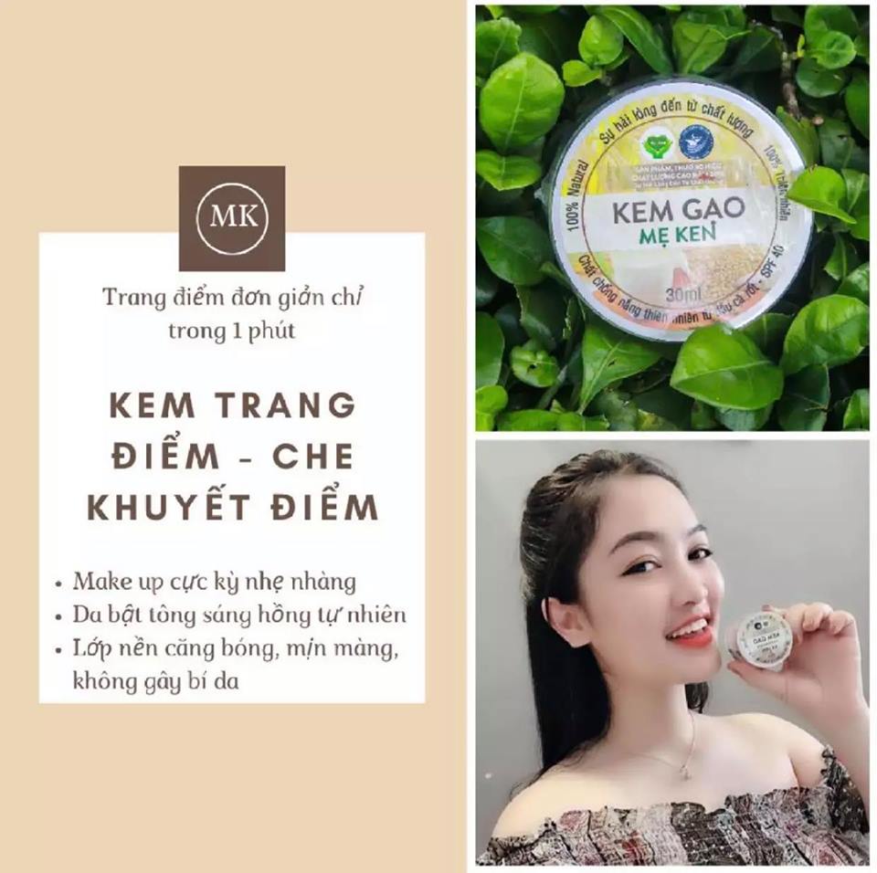 KEM GẠO THIÊN NHÊN MẸ KEN - 30ML ( Chống nắng, Dùng làm kem lót trang điểm,trắng hồng)