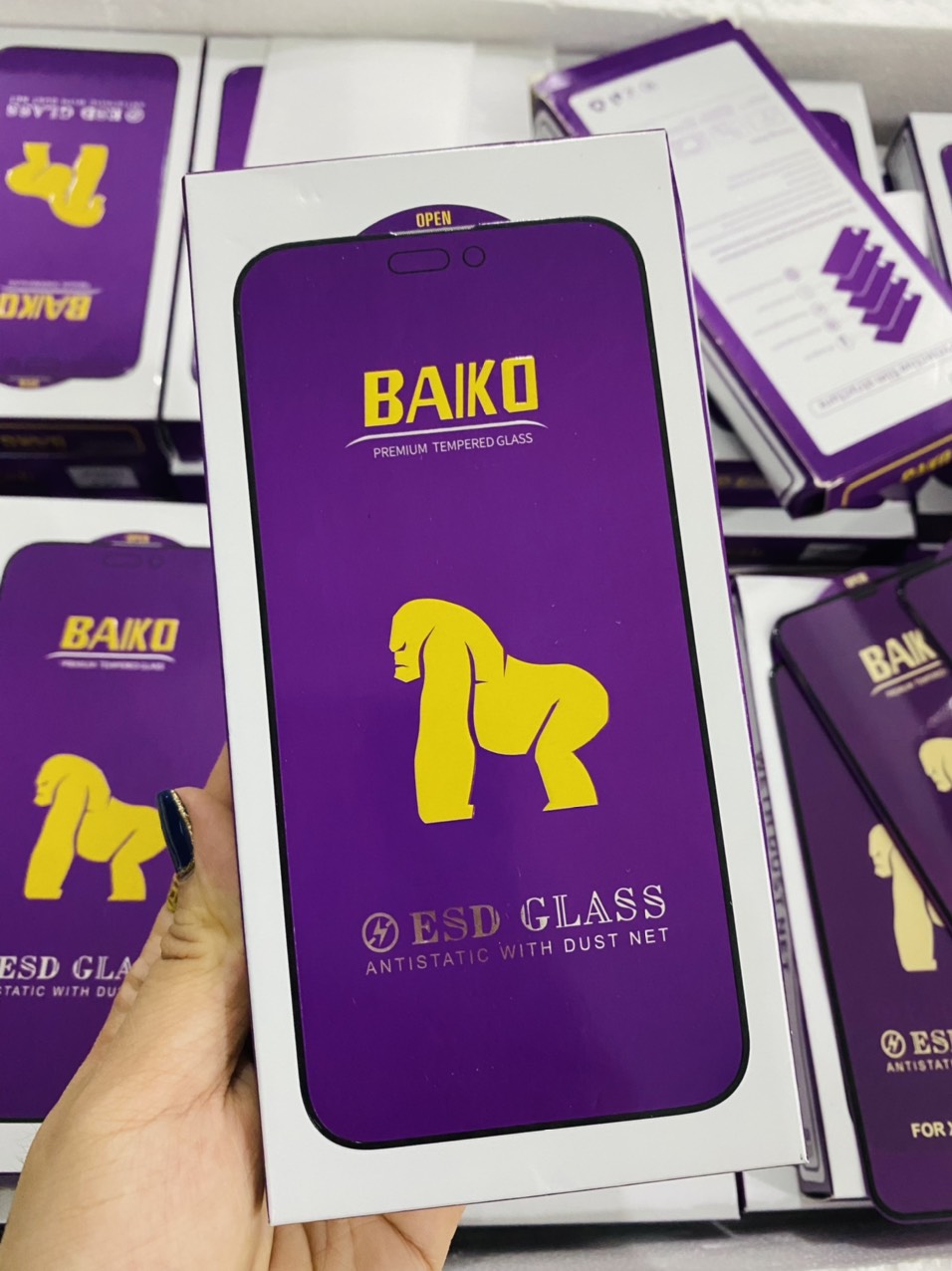 Kính cường lực Baiko tím, bền hơn, xịn hơn baiko, kingkong thường