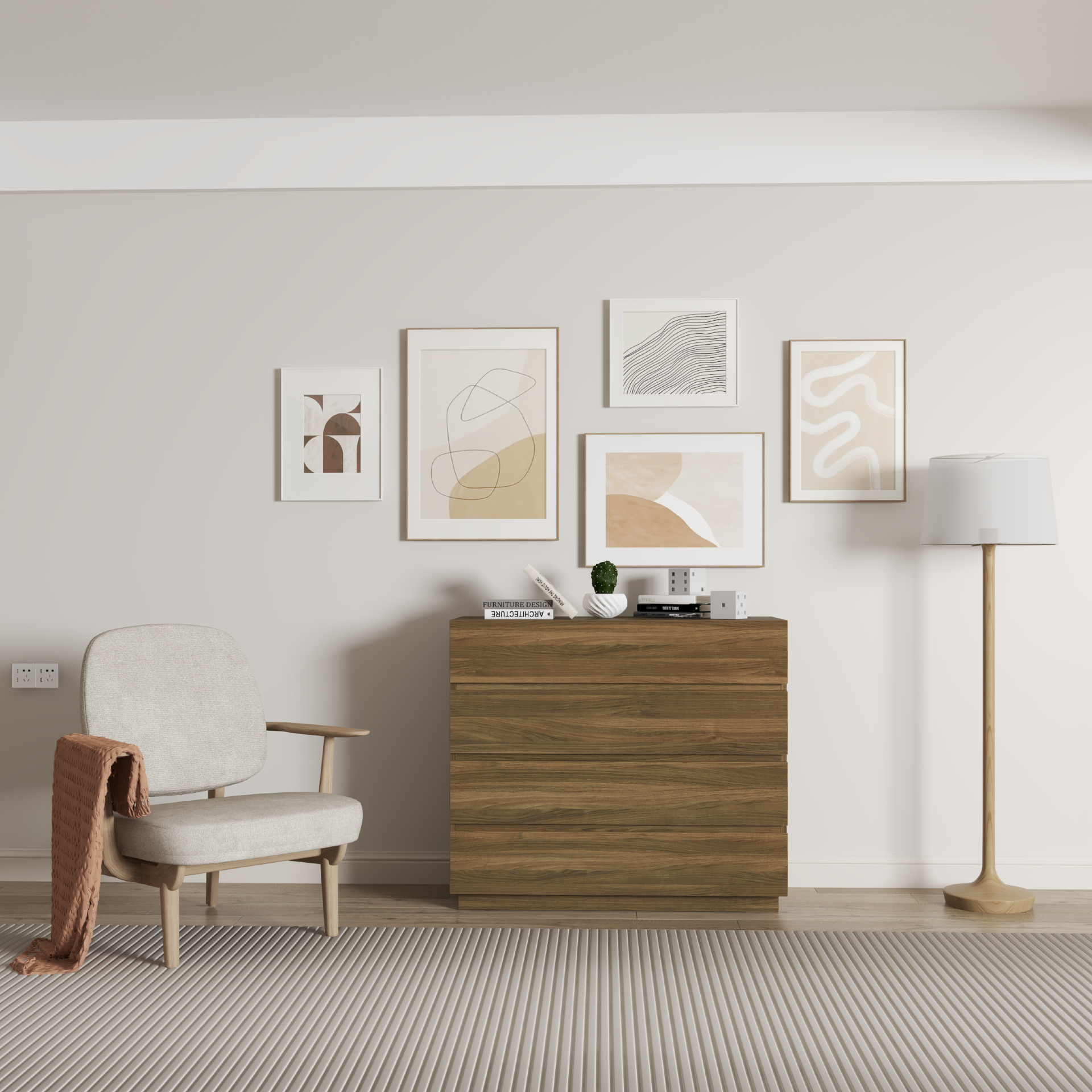 [Happy Home Furniture] MACRO, Tủ đựng đồ - 4 ngăn kéo ,  92cm x 45cm x 80cm ( DxRxC), THK_039