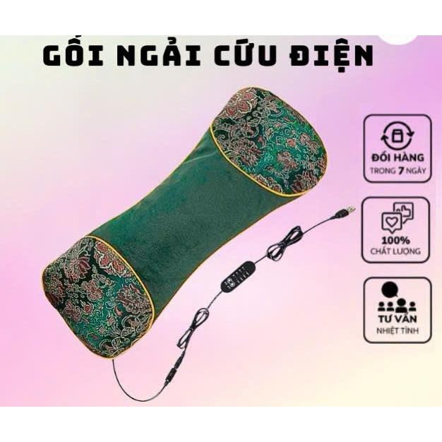 Gối Ngải Cứu Cắm Điện Giảm Đau Vai Gáy Cổ Gối Kê Cổ Thảo Dược Hương Thơm Thảo Mộc