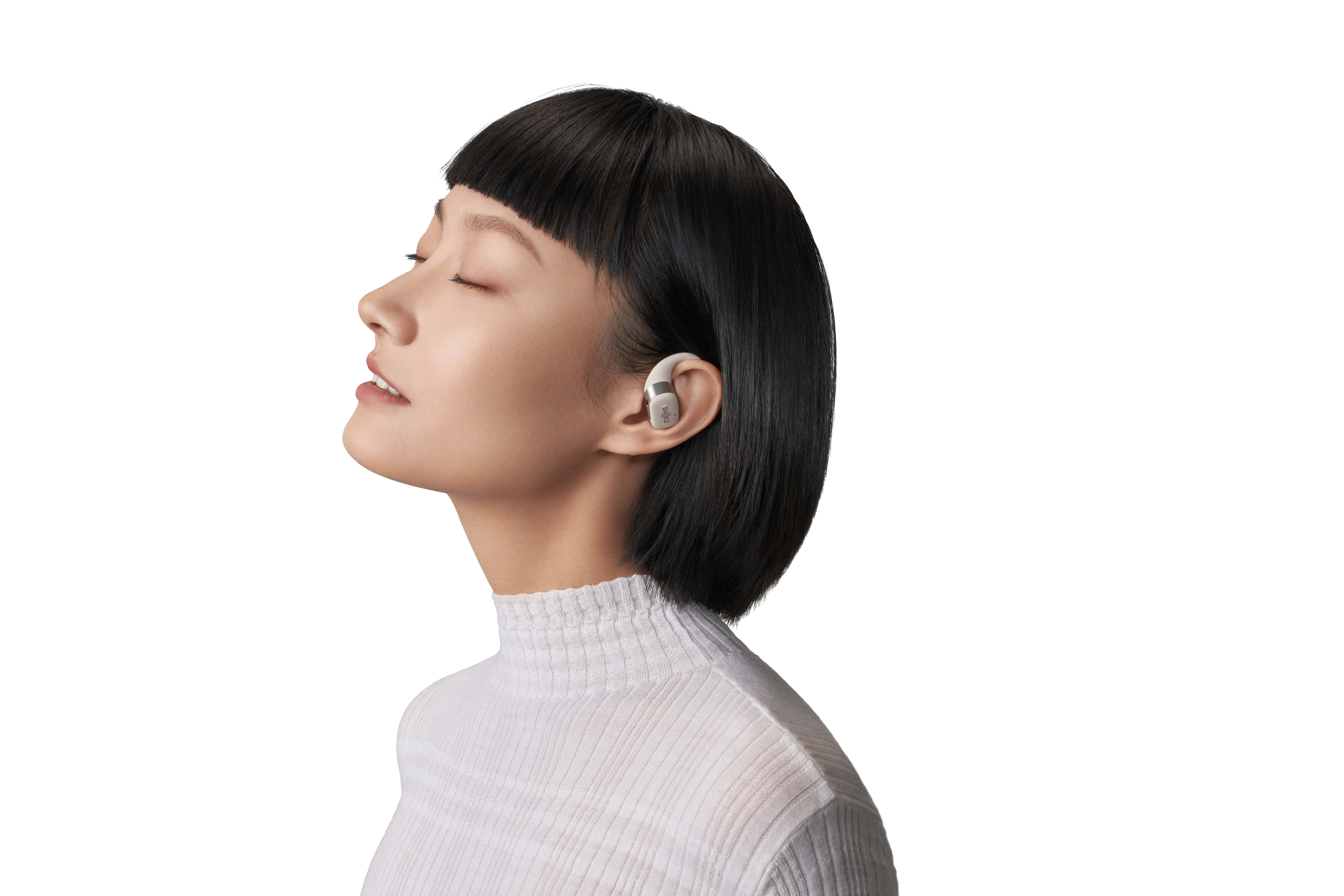 Tai nghe không nhét tai Bluetooth True Wireless Earbuds Shokz OpenFit - Màu Be - Thế Hệ Mới Nhất - Hàng Chính Hãng