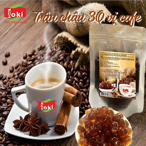 Trân châu 3Q vị cafe Yoki dai, giòn, quyện với vị đắng nhe thơm nồng nàn của cafe