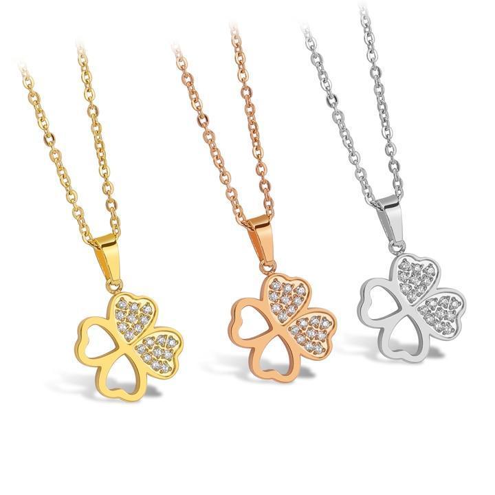 Dây chuyền nữ titan thời trang mặt cỏ 4 bốn lá thép không gỉ trangsucpt có 3 màu sắc DCNUT69