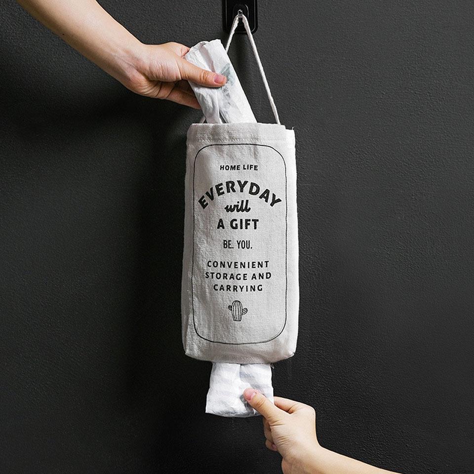 Wall Hanging Kitchen Garbage Bag Sstorage Rack Bathroom Plastic Bag Nordic style Cover Storage Bag