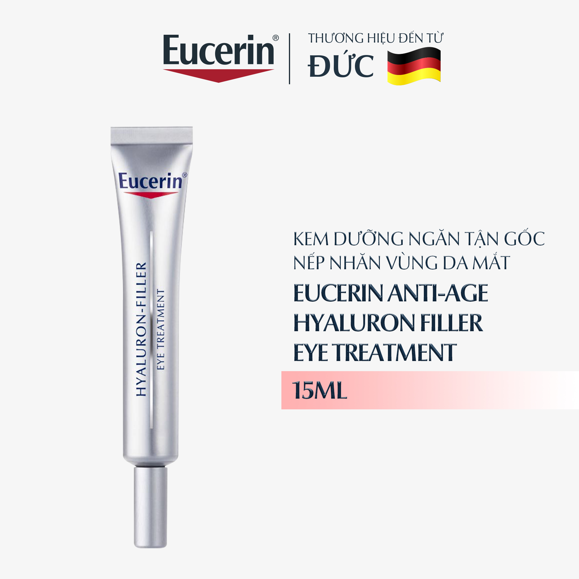 Kem dưỡng giảm nếp nhăn vùng mắt Eucerin Hyaluron [3X]+ Filler Eye Cream SPF15 15ml