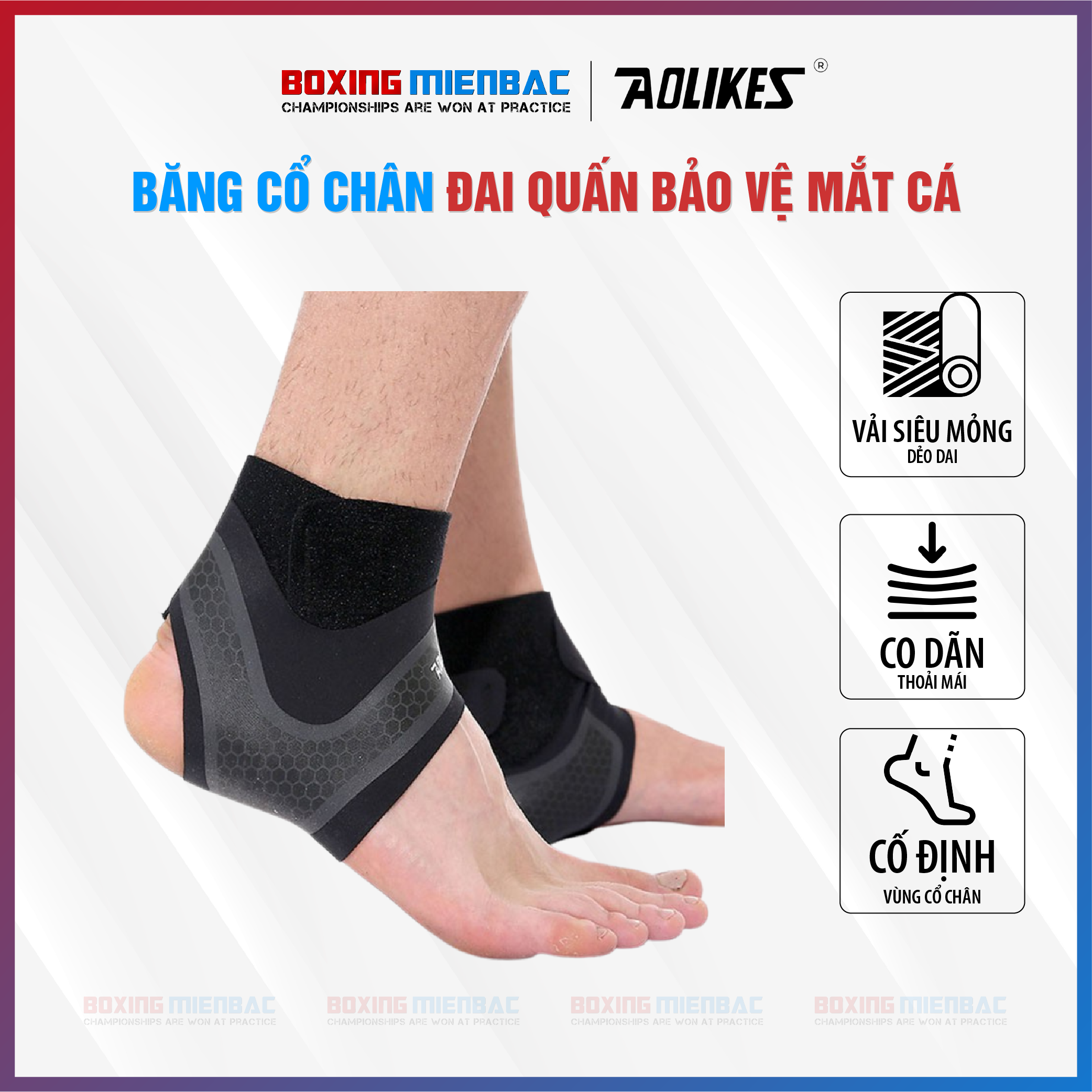 Đai Quấn Bảo Vệ Mắt Cá, Bó Gót Chân AL7130 Võ Thuật /Tập Gym/ Đá Bóng/ Cầu Lông/ Bóng Rổ