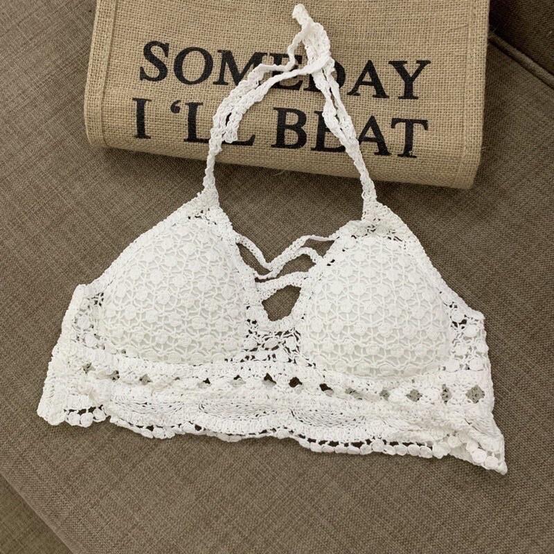 Ren 17-Set bộ bikini ren đi biển 3 món bra-áo lưới ngoài-quần sóc( CÓ BÁN RỜI)