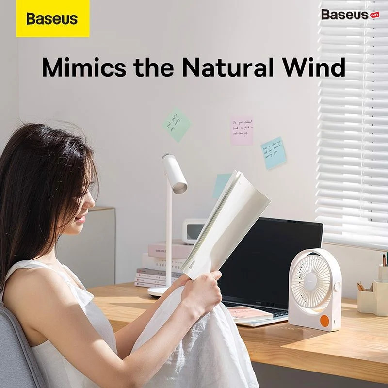 Quạt Mini Pin Sạc Để Bàn Baseus Serenity Desktop Fan Pro 2000 mAh - Hàng Chính Hãng