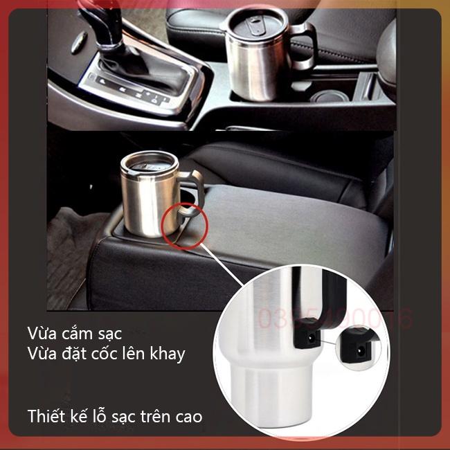 Cốc Đun Nước Trên Xe Ô TÔ Chất Liệu Thép Chống Rỉ 304 cao cấp, Chống Xóc Va Đập, Cốc Đựng Nước Có Nắp Gioăng Cao Su Kín