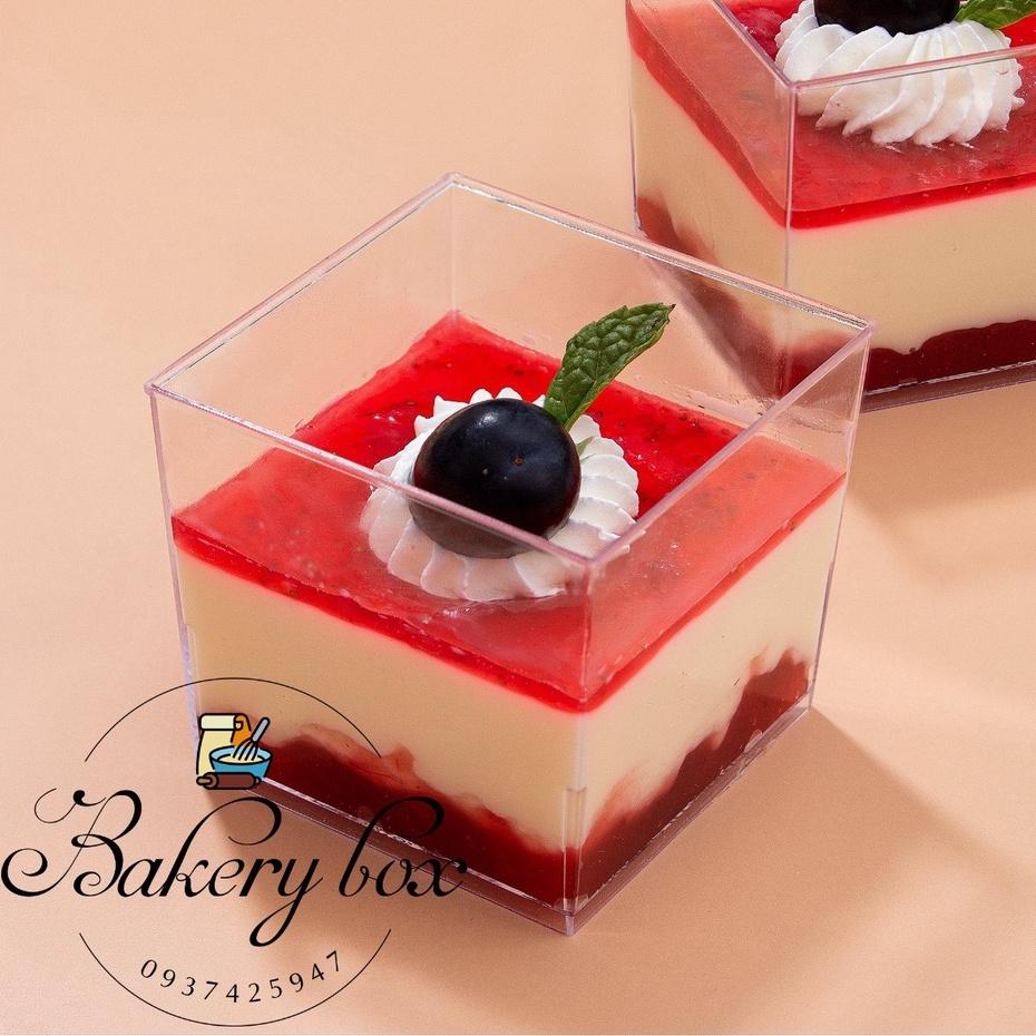 Set 100 Hộp Mousse Vuông Đựng Bánh Tiramisu - Yogurt - Panna Cotta - Red Velvet - LC-5550