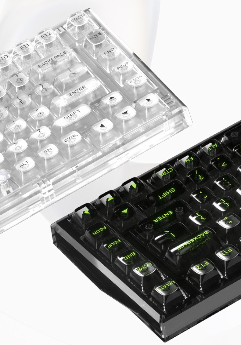 Bàn phím cơ FL-Esports Q75 SAM (Transparent White Light Ice Keycap/Transparent Black Dark Ice Keycap) 3 Mode/Gasket Mount - Hàng chính hãng