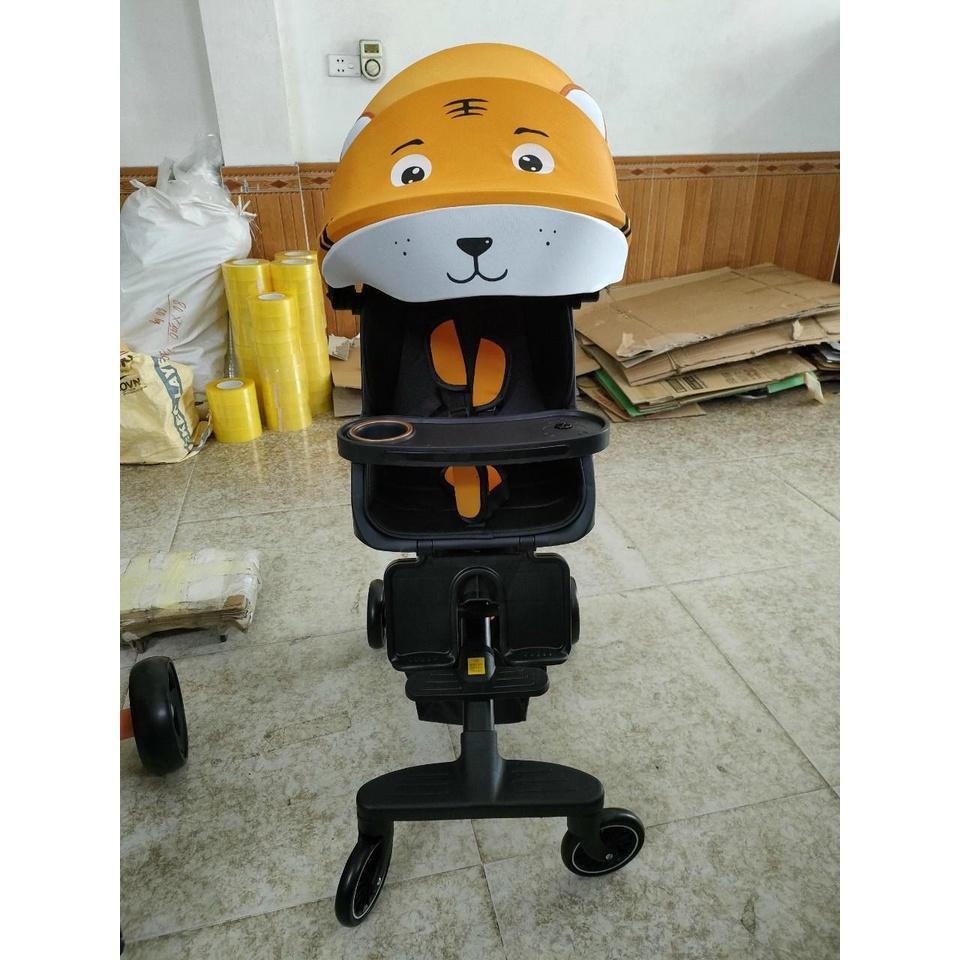 Xe đẩy gấp gọn V9 có mái che hình thú đáng yêu, có đèn và nhạc