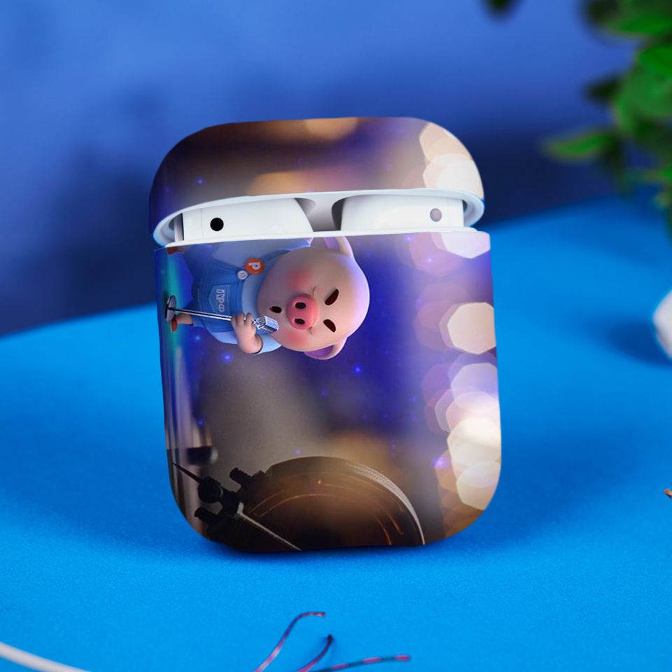 Miếng dán skin chống bẩn cho tai nghe AirPods in hình Heo con dễ thương - HEO2k19 - 113 (bản không dây 1 và 2)