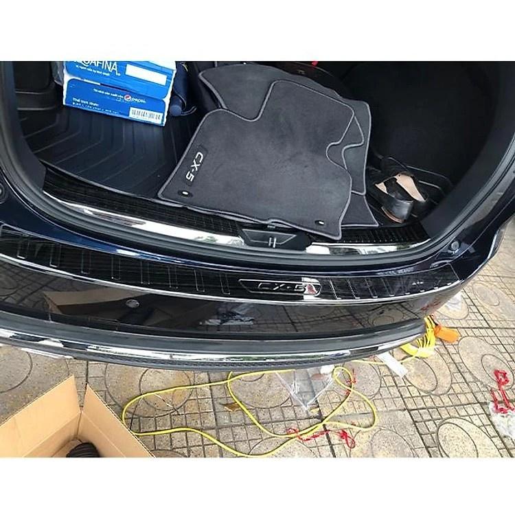 Ốp chống trầy cốp Trong, Ngoài MAZDA CX-5 Đời 2019-2023 thép không gỉ vân titan bảo vệ xe chống va đập