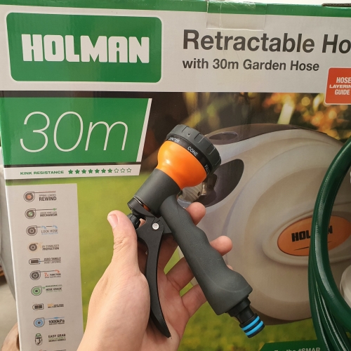 Ống cuộn tưới cây sân vườn thu hồi dây tự động NHẬP KHẨU thương hiệu Holman chất lượng cao cấp có chiều dài 30 mét được sản xuất từ Australia