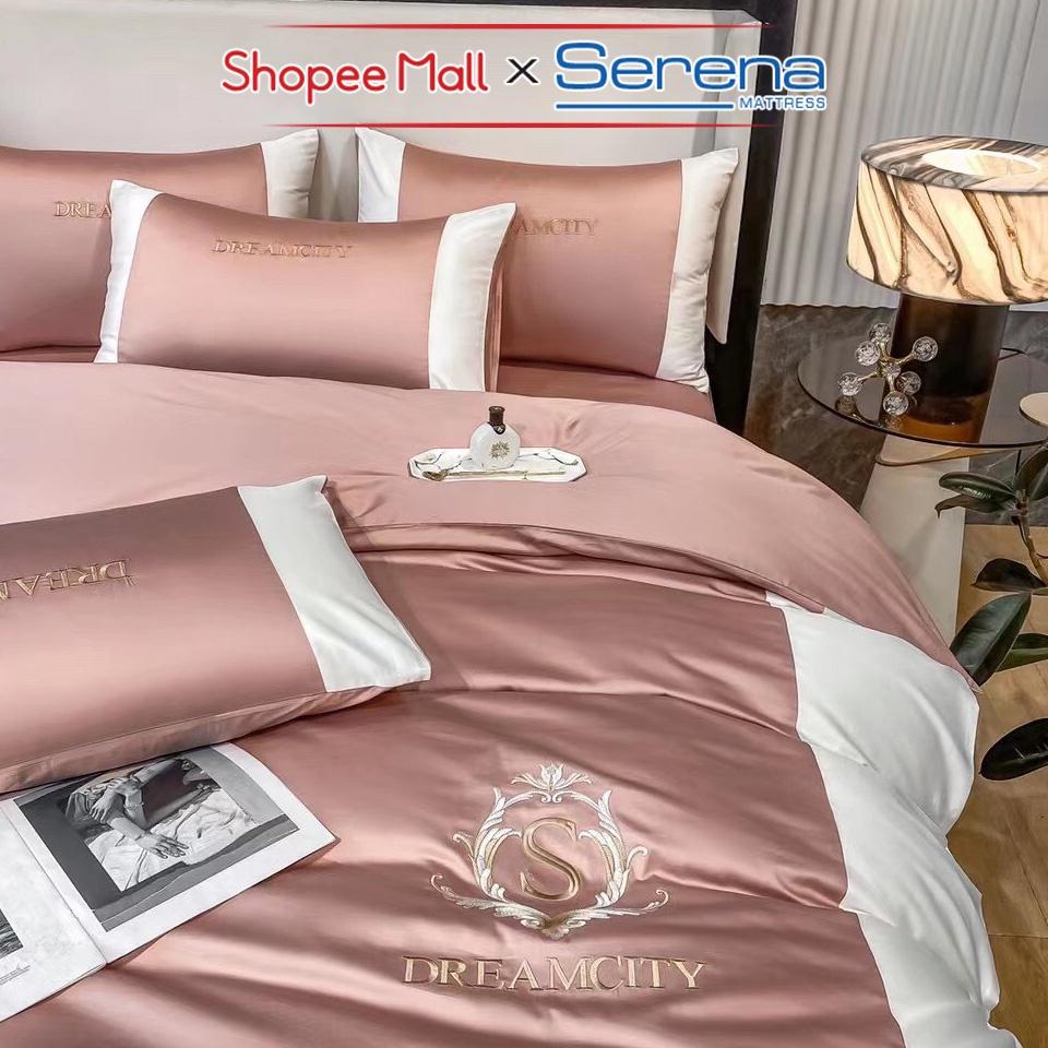 Ga Giường 5 Món Lụa Dream City SERENA Chính Hãng Set Chăn Ra Grap Drap Kèm Gối Đệm Nệm Trần Bông Trải Phủ Giường Cao Cấp