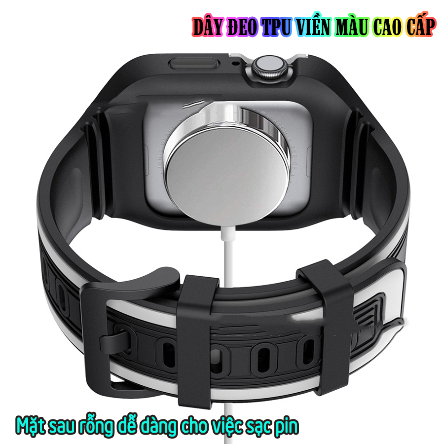 Dây Đeo liền ốp dành cho Apple Watch 7/6/5/4/3/2/1 size 38/40/41/42/44/45mm TPU chống sốc viền màu - nhiều màu