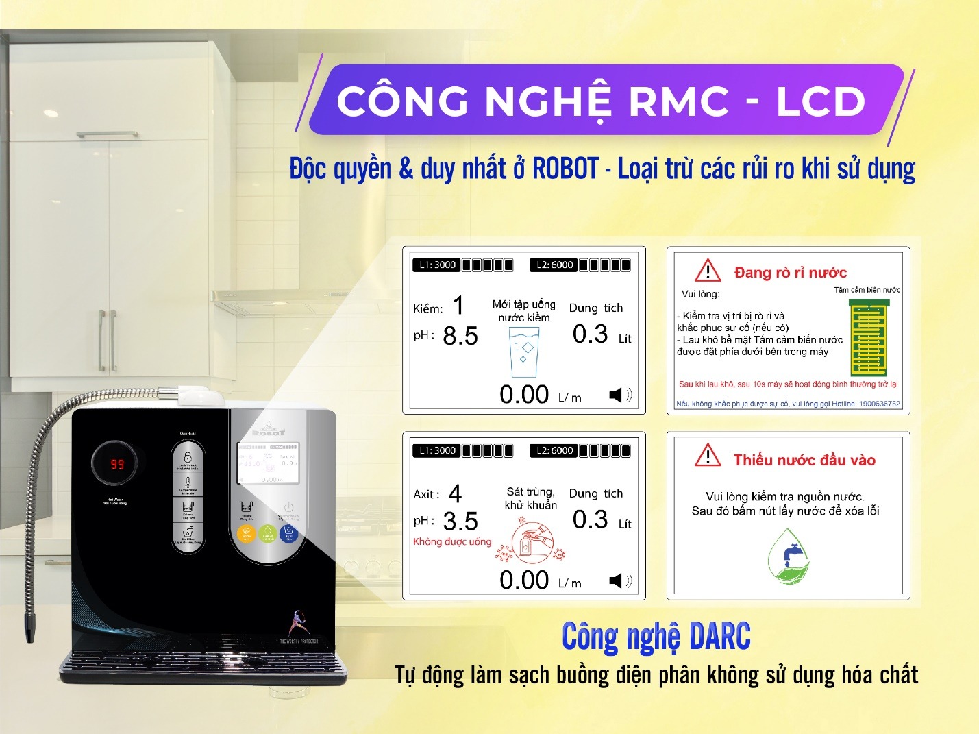 Máy Lọc Nước Điện Giải Nóng Thông Minh ROBOT ionSmart 710 - Hàng chính hãng