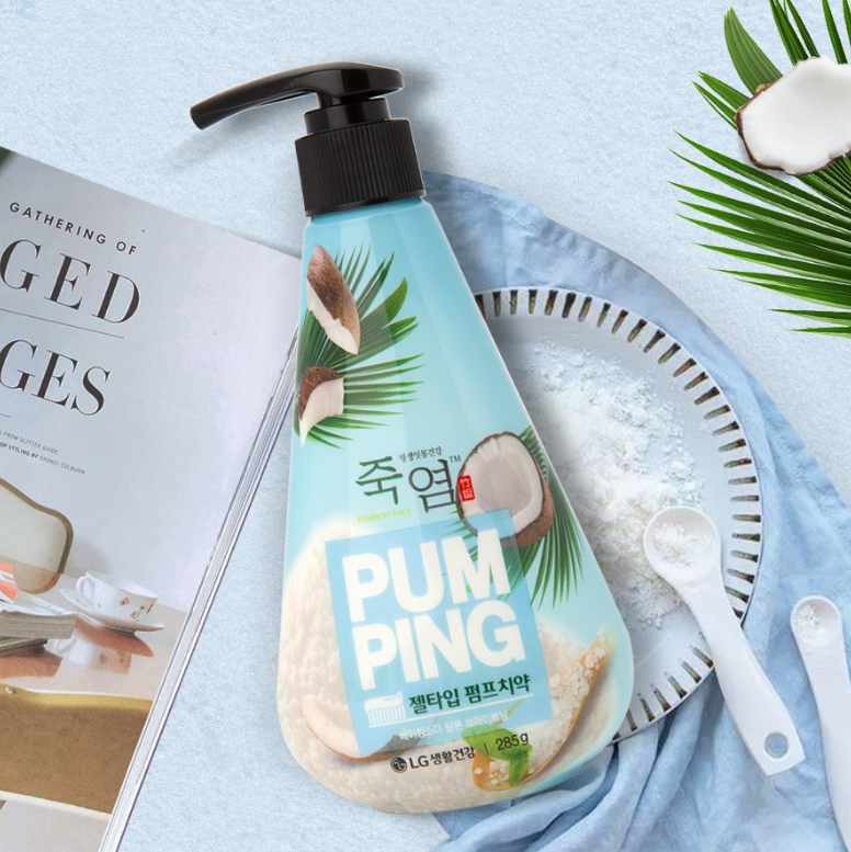 Kem đánh răng PumPing trái dừa + bạc hà hơi thở thơm mát Hàn Quốc 285g