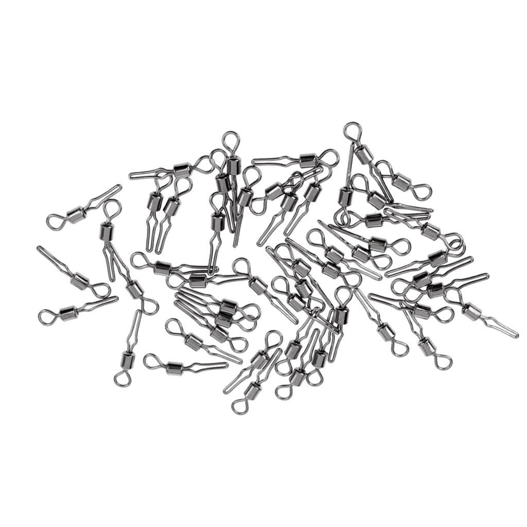 50 Pieces Swivel with Side Line Clip Fishing Tackle Fishhooks Fishing Connector Fishing Swivels with Snap