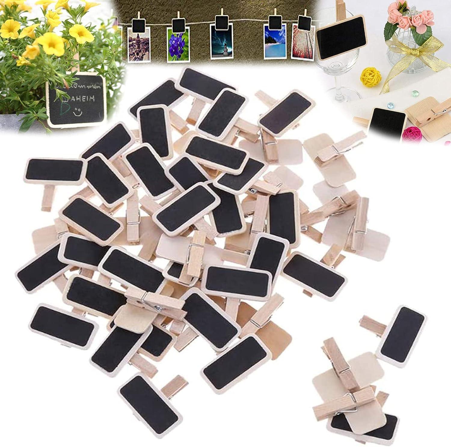 Bộ 50 bảng gỗ có kẹp, bảng nhỏ mini bảng ghi nhớ, bìa đựng ảnh bằng gỗ, làm đồ trang trí bàn, đựng thiệp, bảng tên, chậu thảo mộc, trang trí tiệc cưới