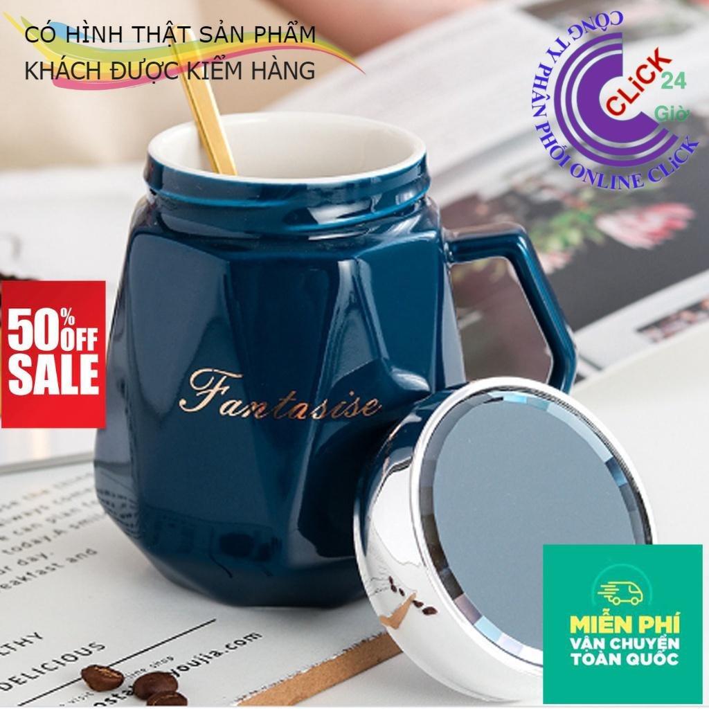 Cốc Sứ Giữ Nhiệt Hàng Đẹp Loại Cao Cấp - Ly Uống Nước Bằng Gốm Có Nắp Soi Gương Bền Đẹp Khó Vỡ - Hàng Cao Cấp