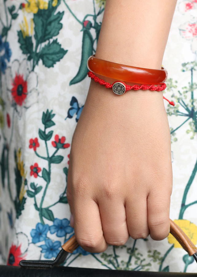 Vòng Kết Xanh Charm Hoa Bạc 925 Ngọc Quý Gemstones GA8