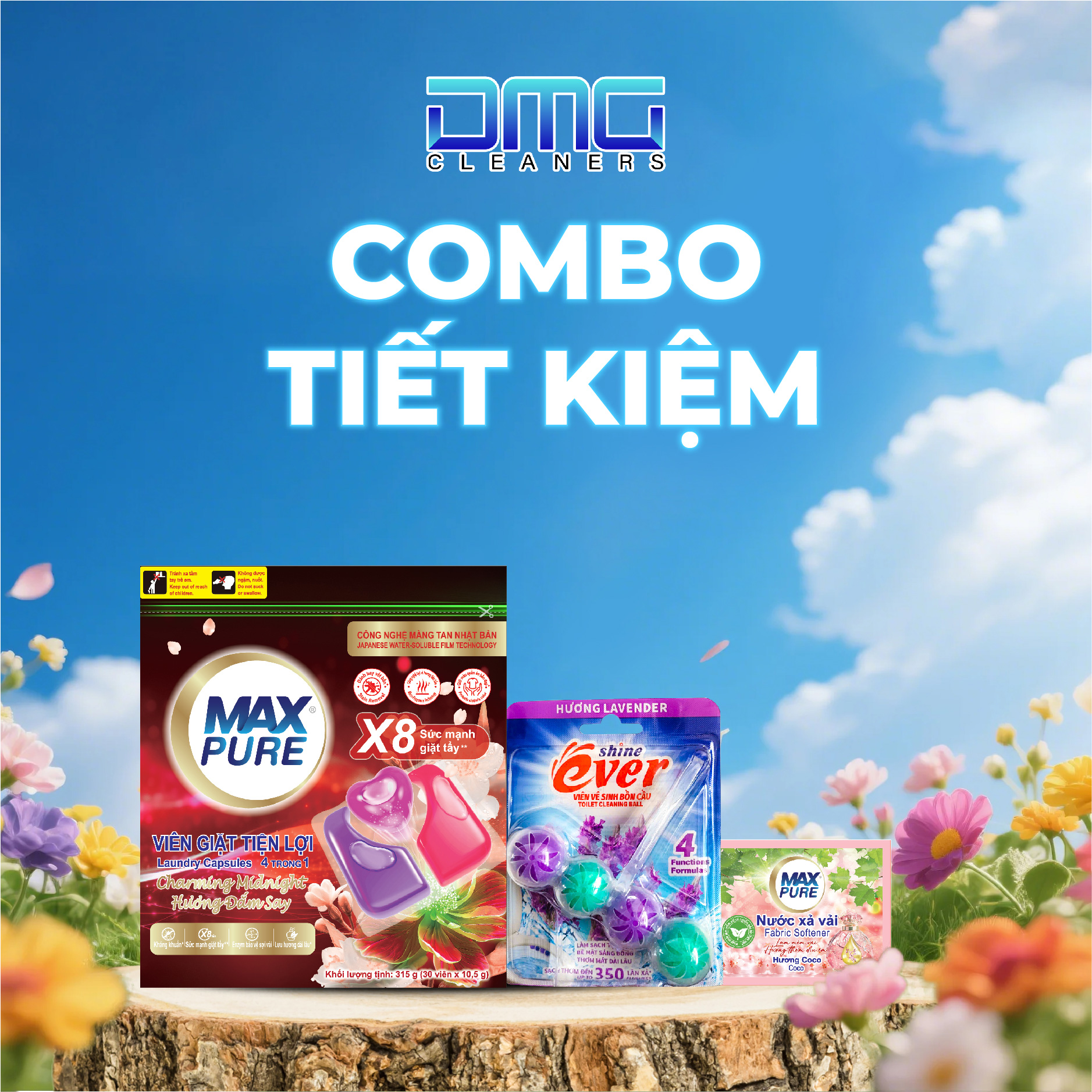 Combo Tiết Kiệm : 1 Dây Nước Xả Hương Thư Thái + 1 Túi Viên Giặt  Hương Huyền Thoại + 1 Vỉ Viên Treo Bồn Cầu Hương Chanh