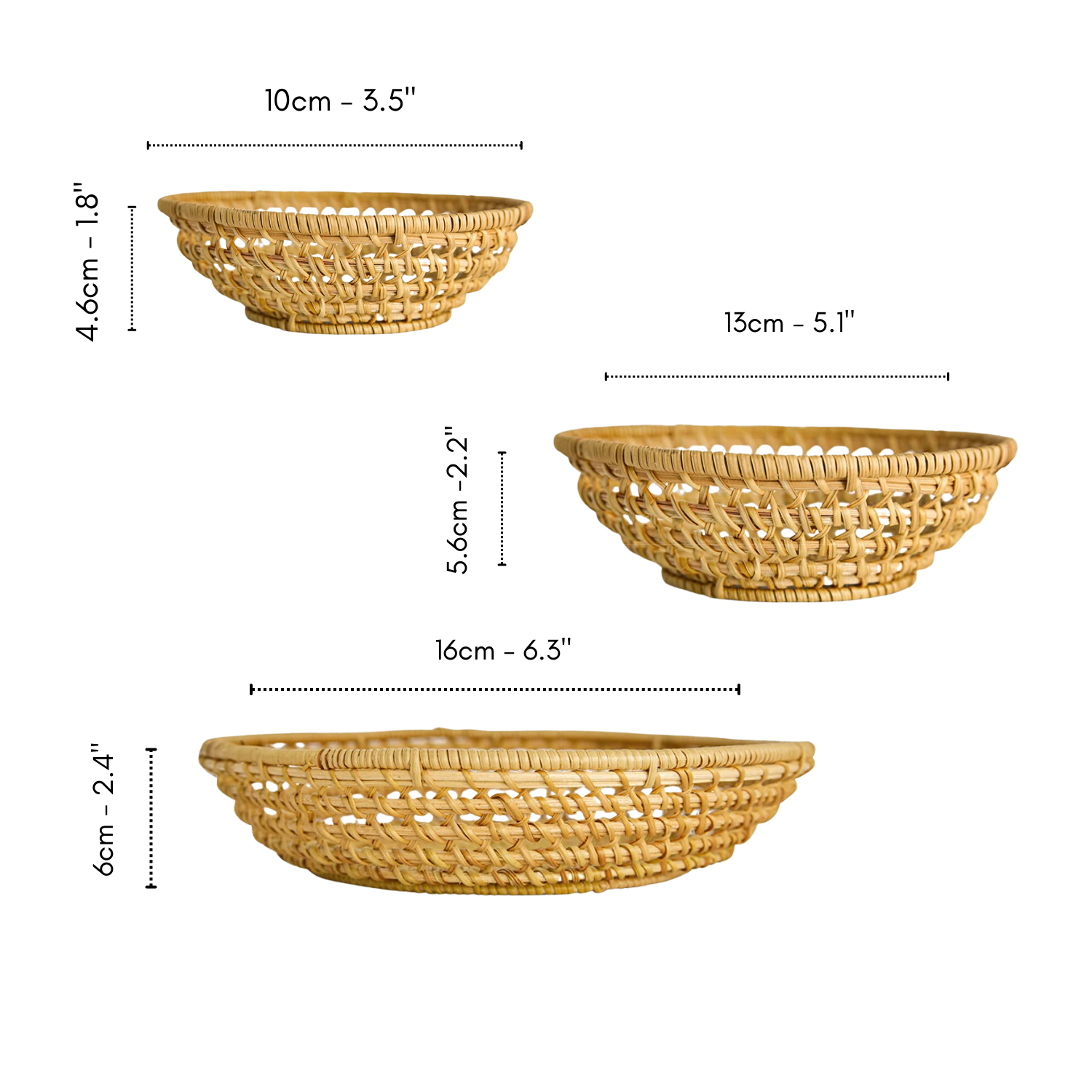 Bộ rổ mây đan tròn (Bộ 3 size)