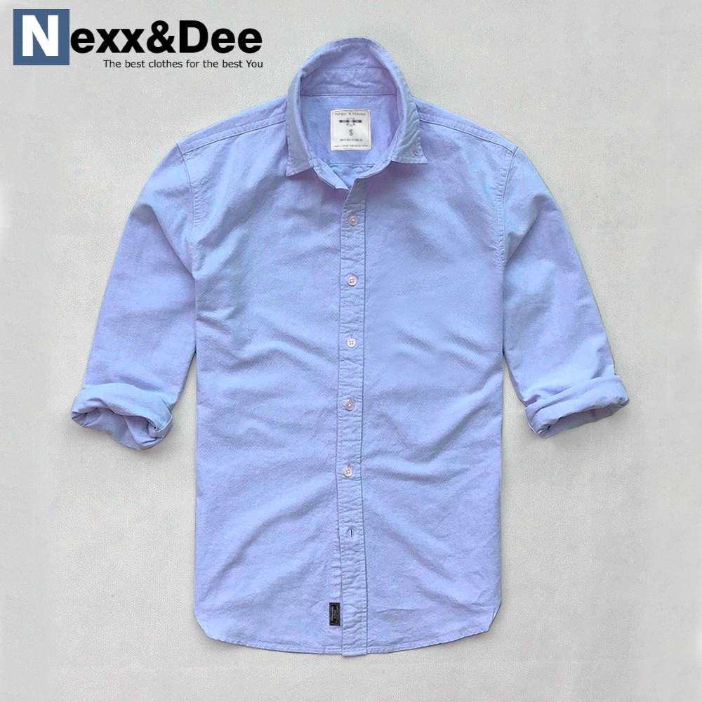 Áo sơ mi nam tay dài trắng công sở vải oxford denim không túi cao cấp SSM03