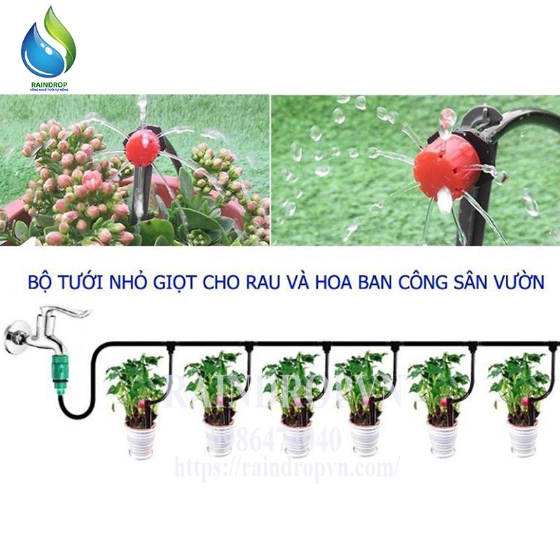 Bộ kít tưới nhỏ giọt tự động kèm van hẹn tưới tự động