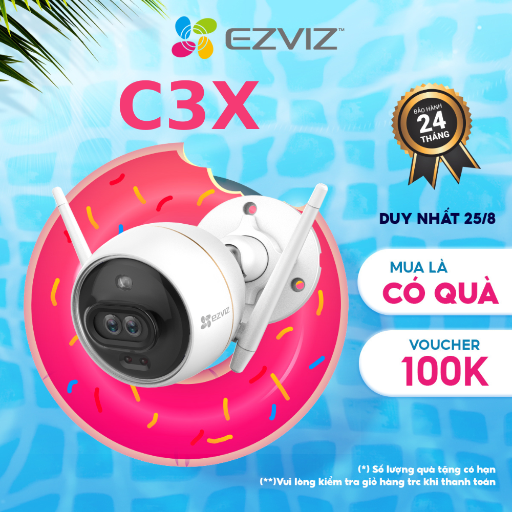 Camera Wifi Ezviz C3X 2MP 1080P Ngoài Trời Bản Mắt Kép, Có Màu Ban Đêm, AI Thông Minh - Hàng Chính Hãng