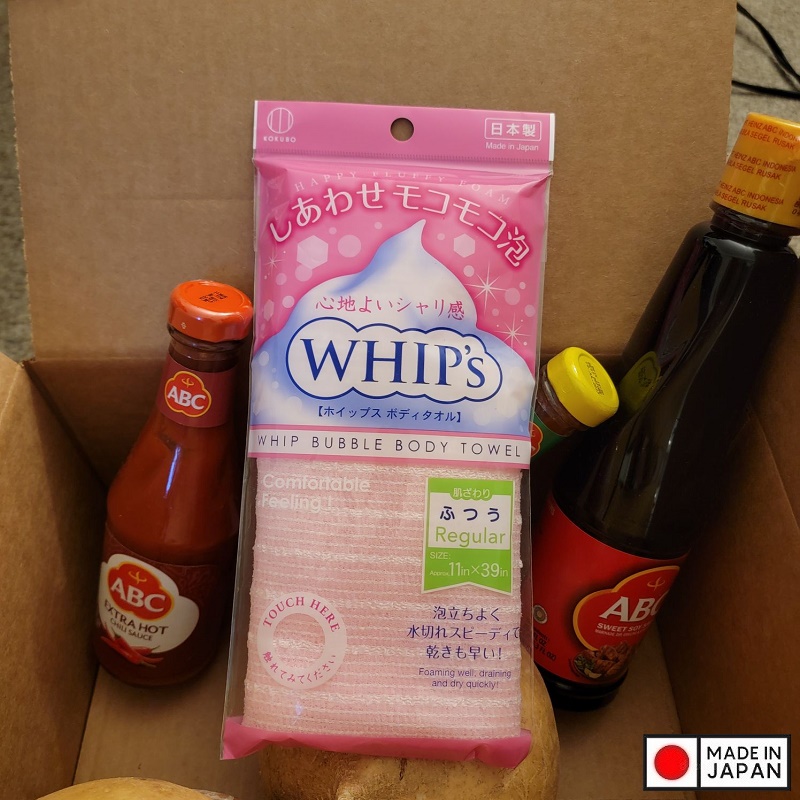 Khăn tắm tạo bọt Whip's (loại ít bọt) - Hồng - Made in Japan