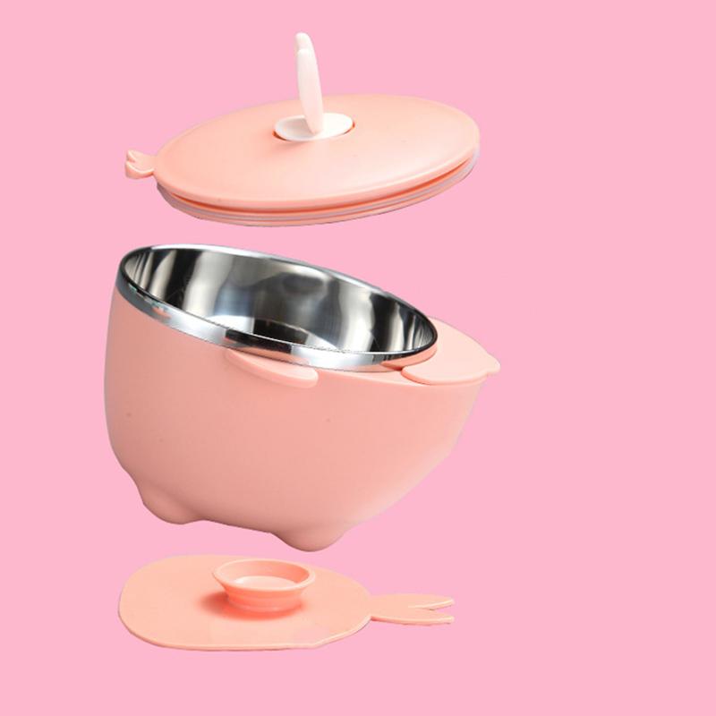 Bé Thép Không Gỉ Nhiệt Bát Trẻ Sơ Sinh Bú Bộ Đồ Ăn Hút Mạnh Bát Ăn Trẻ Em Tập An Toàn Món Ăn Đồ Ăn MBG0517