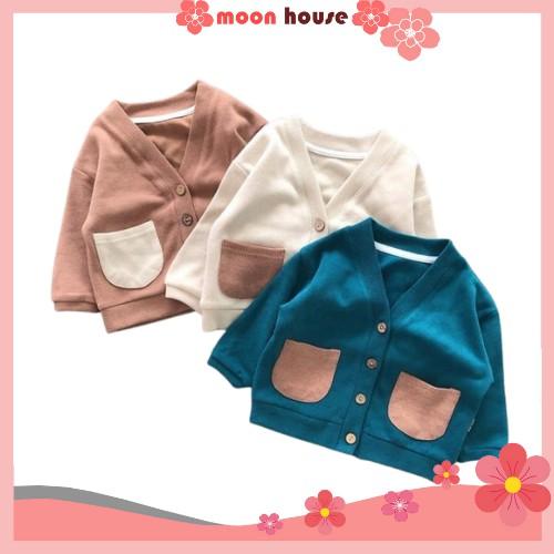 Áo khoác Cotton len mỏng nhẹ cho bé, áo khoác Cardigan cho bé trai và bé gái từ 6-19kg