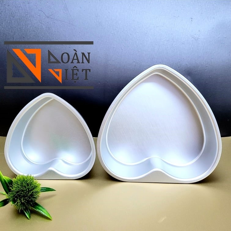 Khuôn Nhôm Đúc nguyên khối - Hình TIM khuôn lớn 20cm / 15cm dày chắc chắn. Dụng Cụ Làm Bánh, khuôn bánh nướng hấp TRUYỀN THỐNG bánh bông lan, bánh mì, bánh bò, bánh da lợn, rau câu, nhấn xôi, chứa đựng bảo vệ thực phẩm