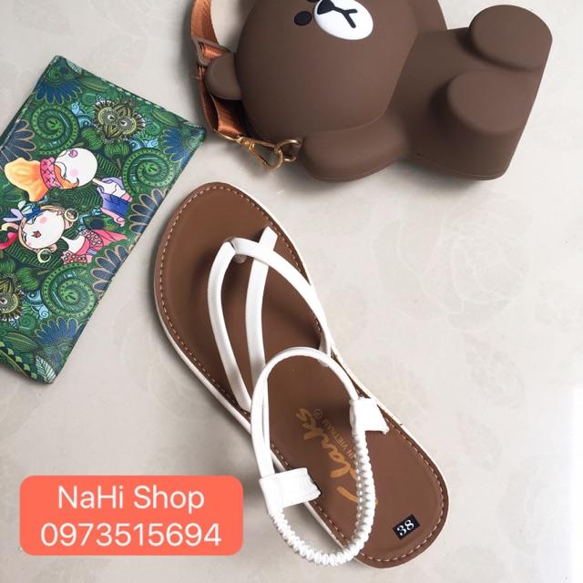 Sandal xỏ ngón dây chéo da siêu dễ thương