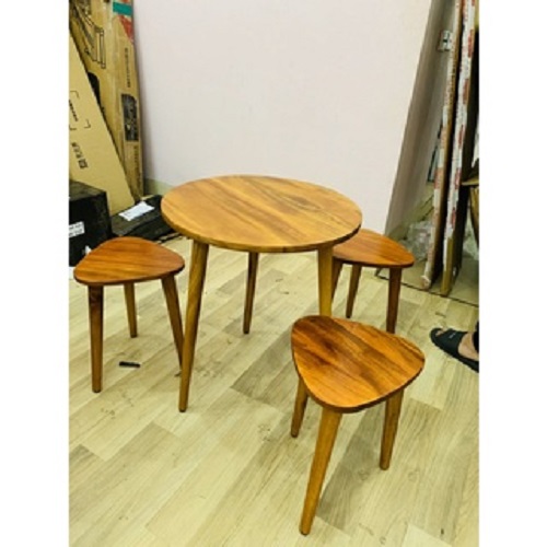 Bàn cà phê 100% gỗ muồng hình tròn, tam giác