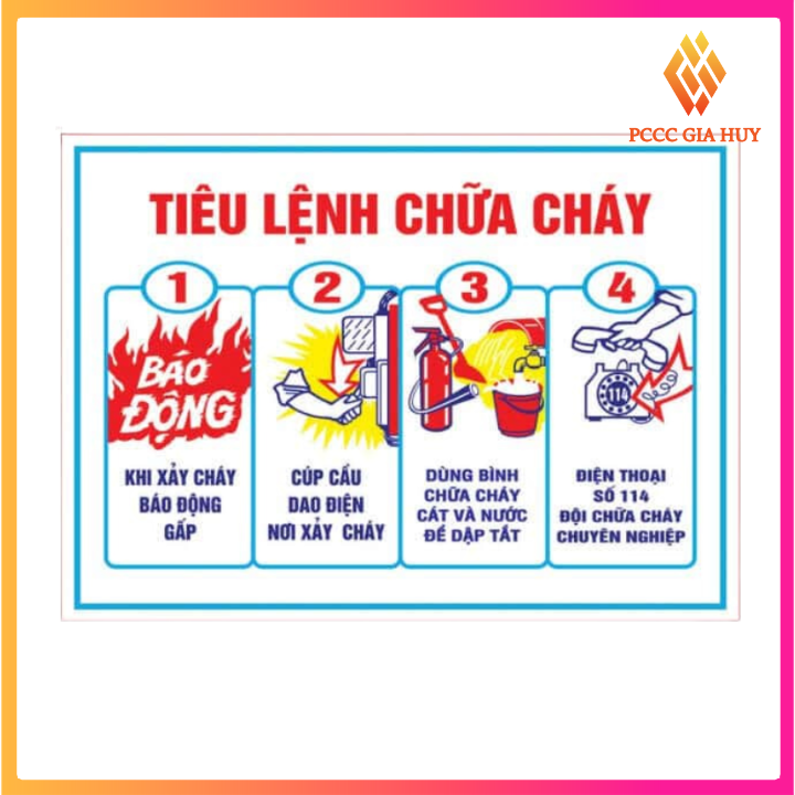 Bảng tiêu lệnh chữa cháy bằng nhựa Mica 30x40cm